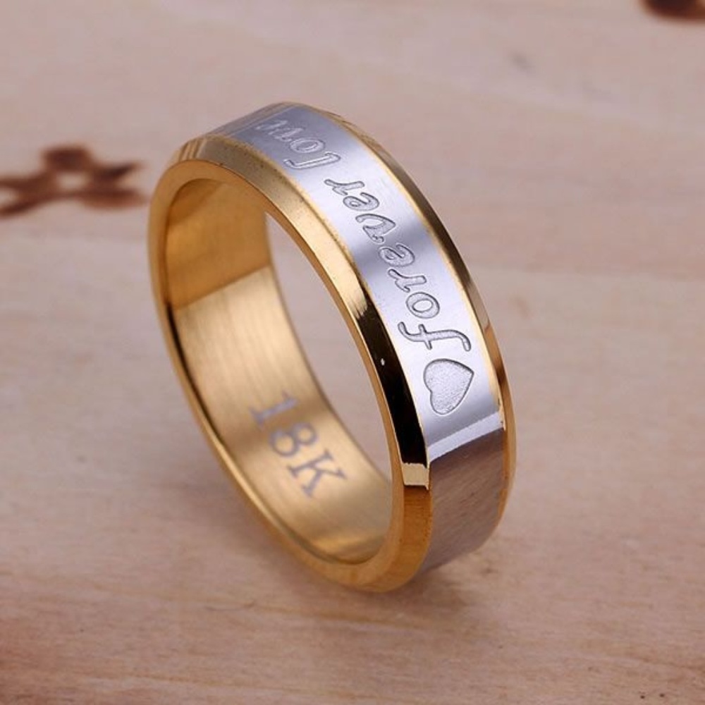 WOMEN'S STUNNING 925 STERLING SILVER RING 18K GOLD FILLED